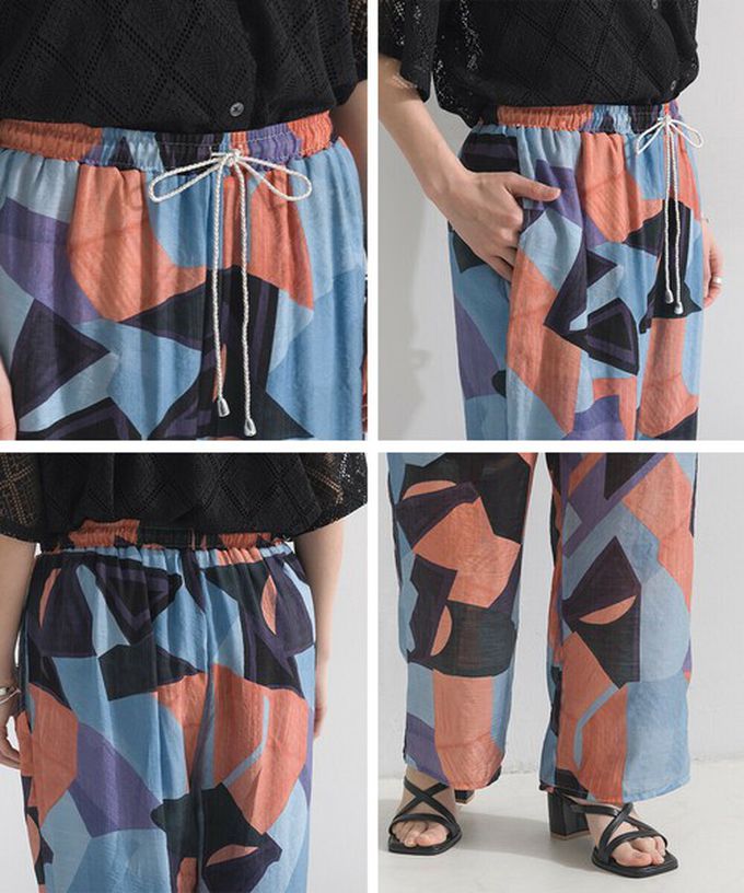 日本 le colis - [人氣款]個性派印花輕盈寬褲-豹紋-卡其