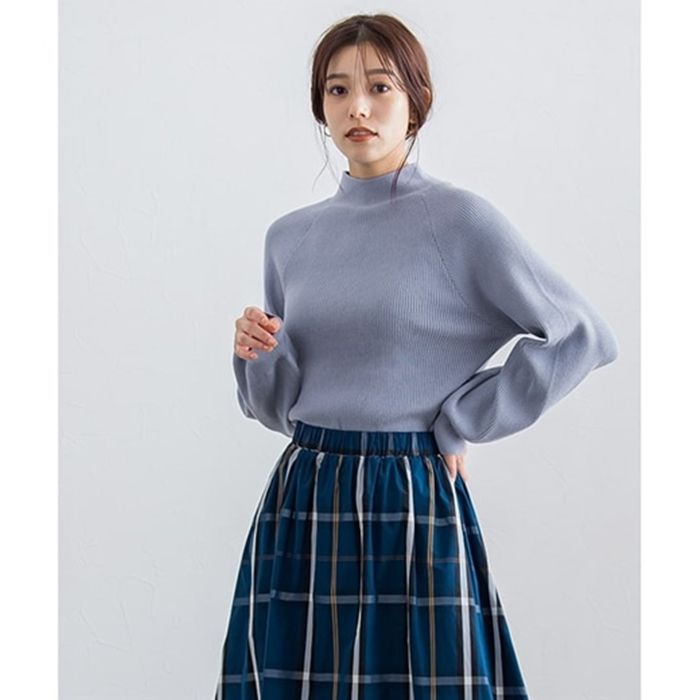 日本 BELLUNA - 優雅後扭結綁帶針織上衣-深可可