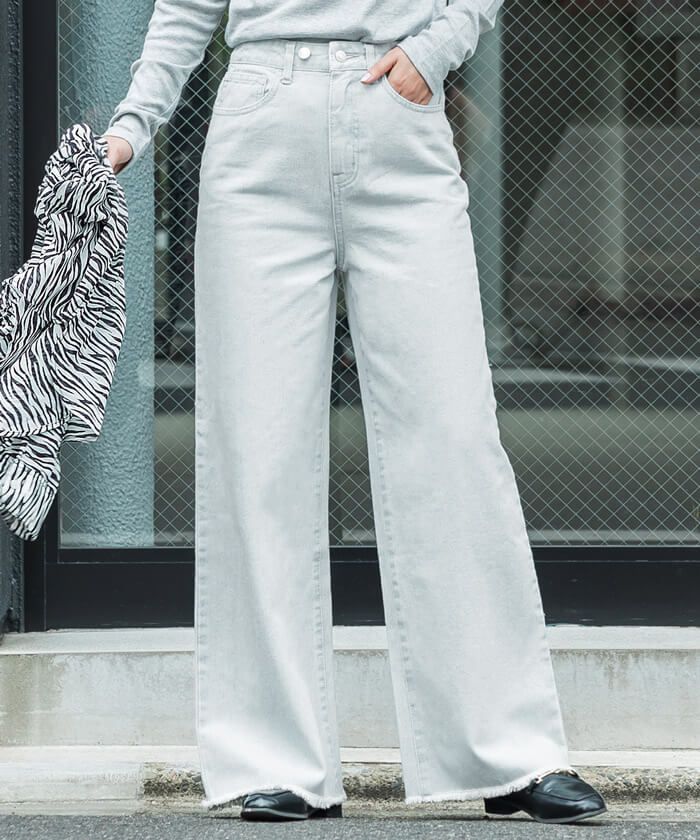 日本 COCA - 修身垂墜丹寧寬褲-淺藍