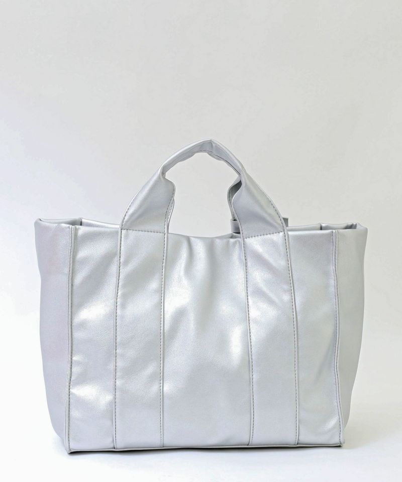 日本 COOCO - 簡約皮革方形手提托特包-天使白 (W33*H27*D14cm)