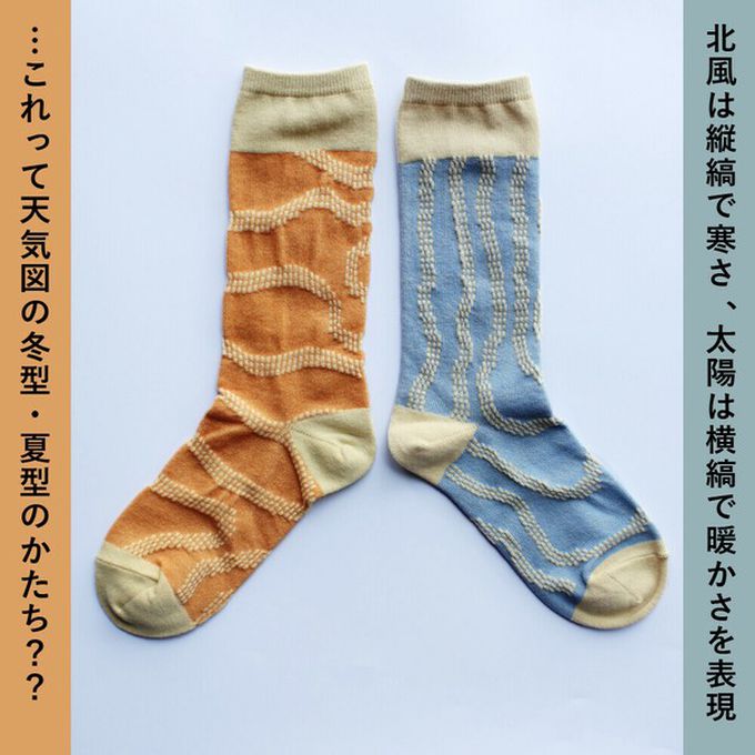 日本女裝代購 - 日本製 伊索寓言印花長襪-北風和太陽-葡萄 (23-25cm)