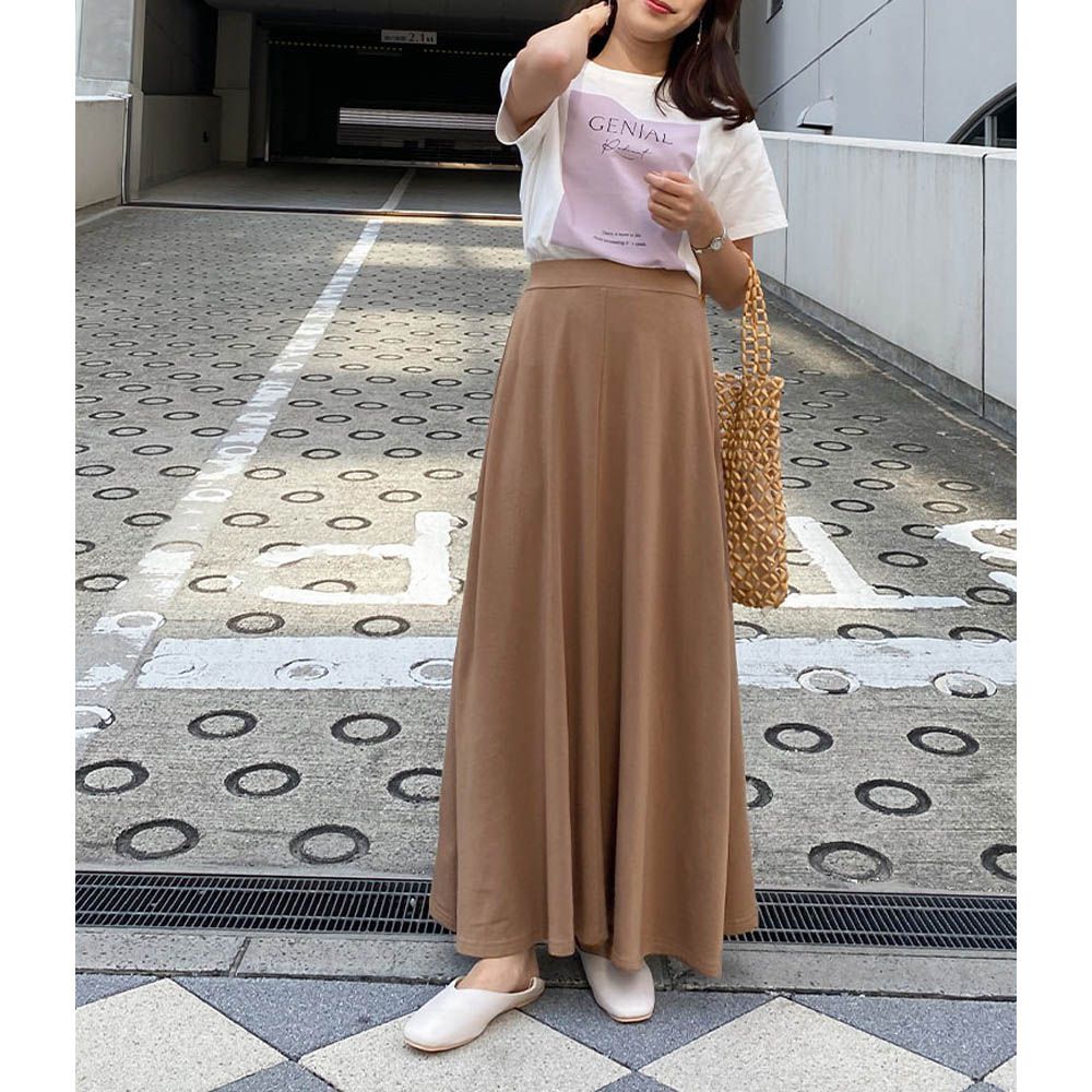 百搭透氣飄逸修身長裙-(可選長度)-摩卡