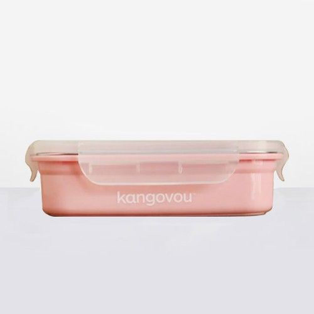 美國 Kangovou - 不鏽鋼安全兒童餐具-餐盒-珊瑚粉 (19*14.5*5(長*寬*高))