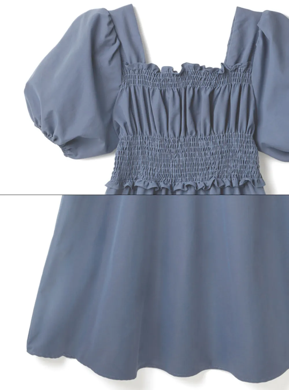 日本 GRL - 優雅公主方領泡泡袖洋裝-星塵藍 (M)