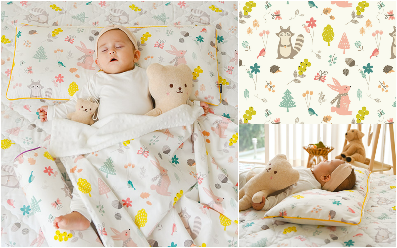 【 韓國 Formongde 】雙面材質兒童枕 狸貓花園