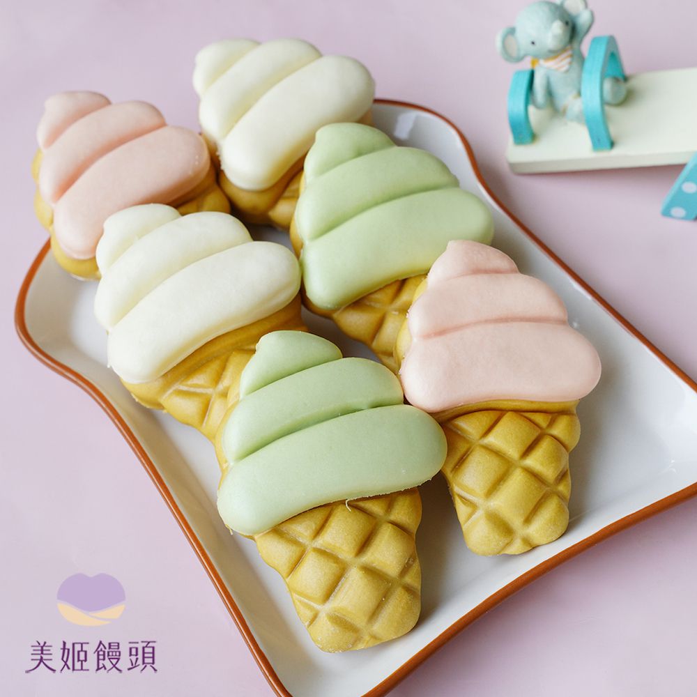 彩虹冰淇淋鮮乳造型饅頭 (一盒六入)-34g