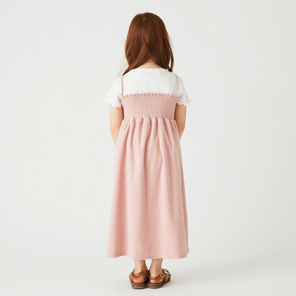 日本 evercloset - 2 WAY柔軟絨玩水材質細肩帶洋裝-水手藍