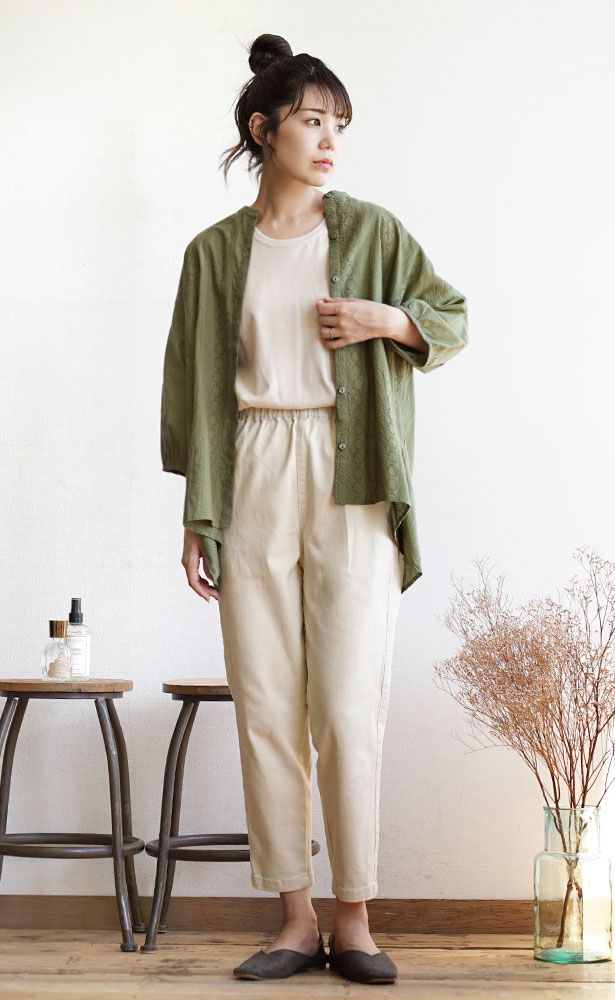 日本 zootie - 100%棉 優雅雕花圓領長袖襯衫-海軍藍