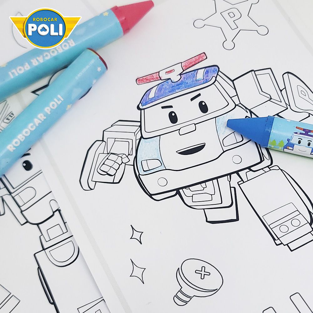 Robocar Poli 波力 救援小英雄 8色 大豆蠟筆