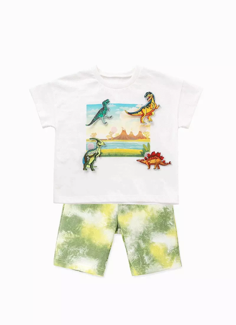 韓國 OZKIZ - 恐龍魔鬼氈探險短袖套裝