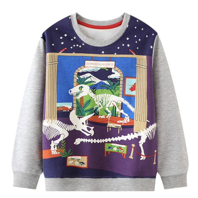 love, charlotte - 夜光恐龍博物館全棉長袖衛衣