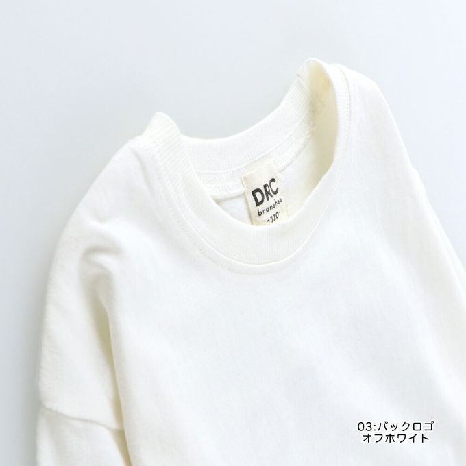 日本 BRANSHES - 100%棉 英文標語落肩長袖上衣-背後標誌-白