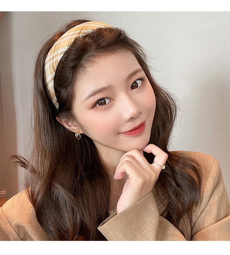 氣質復古秋冬色系髮箍-麂皮海綿-奶咖啡色