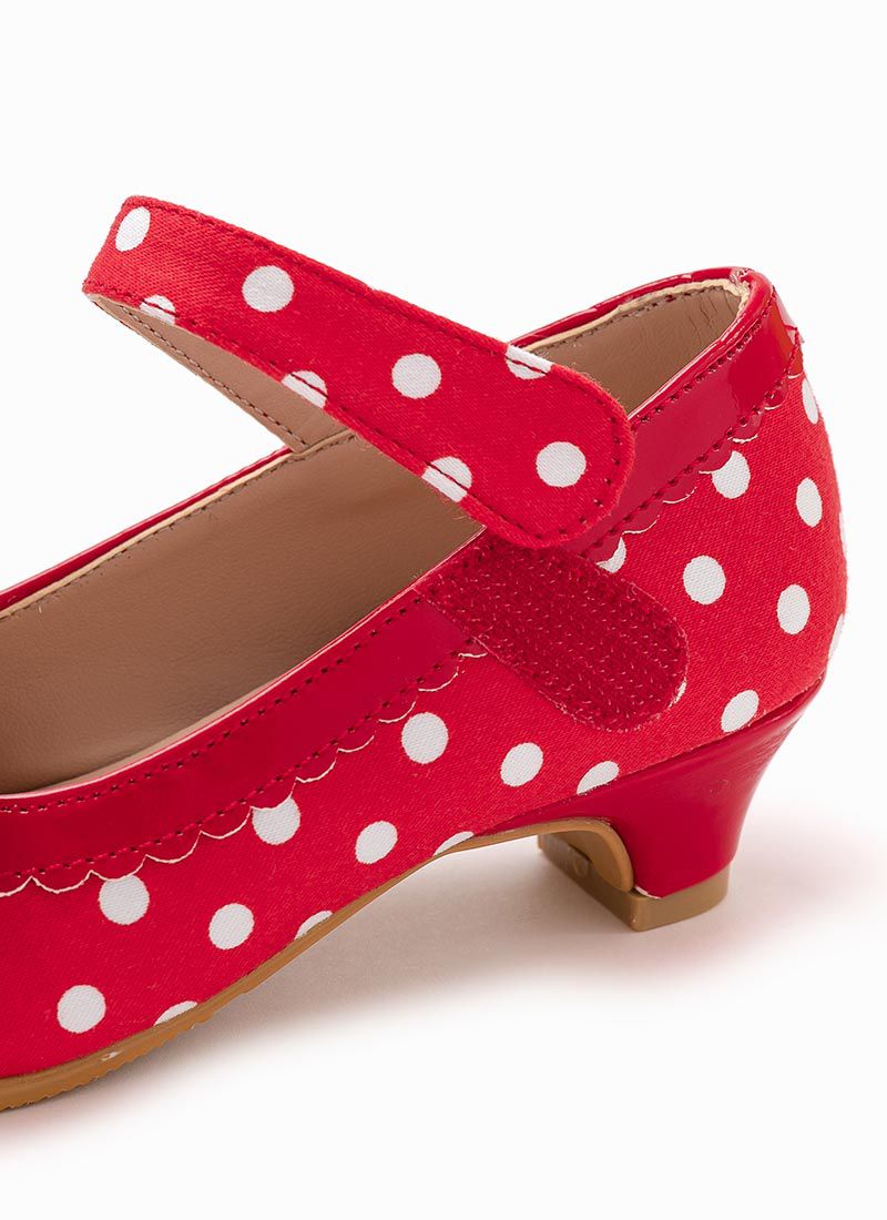 韓國 OZKIZ - 紅色點點低跟皮鞋