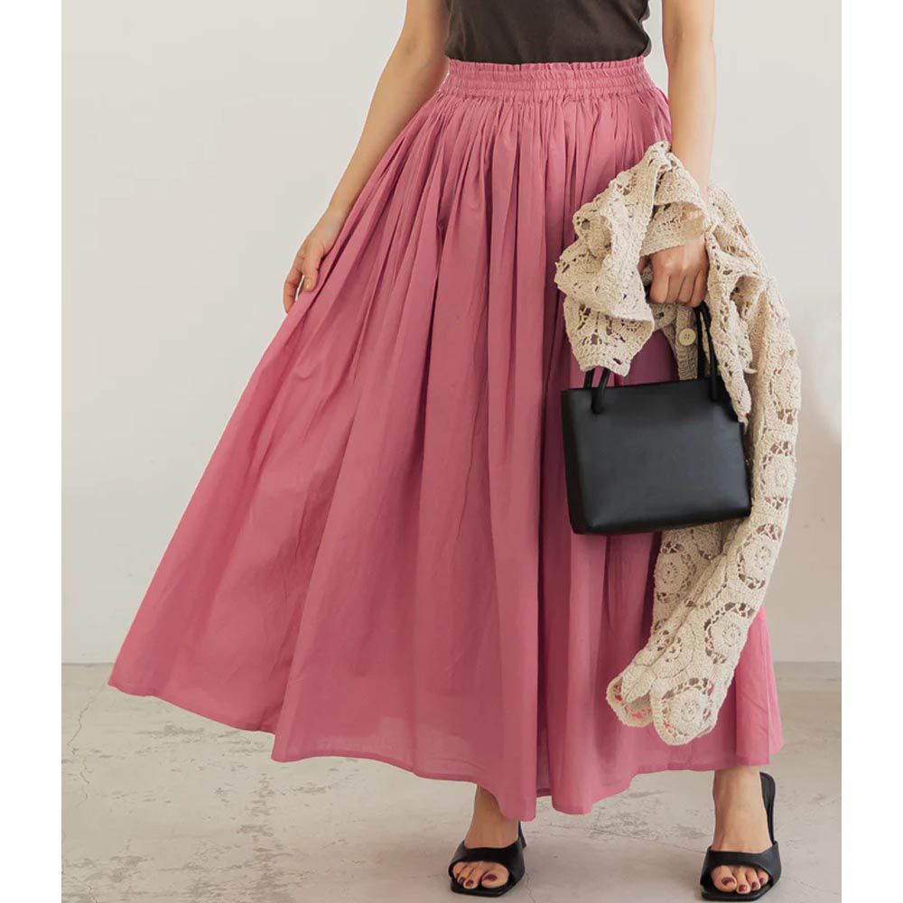日本 COCA - [大人]100%棉 定番舒適修身長裙-莓果紅