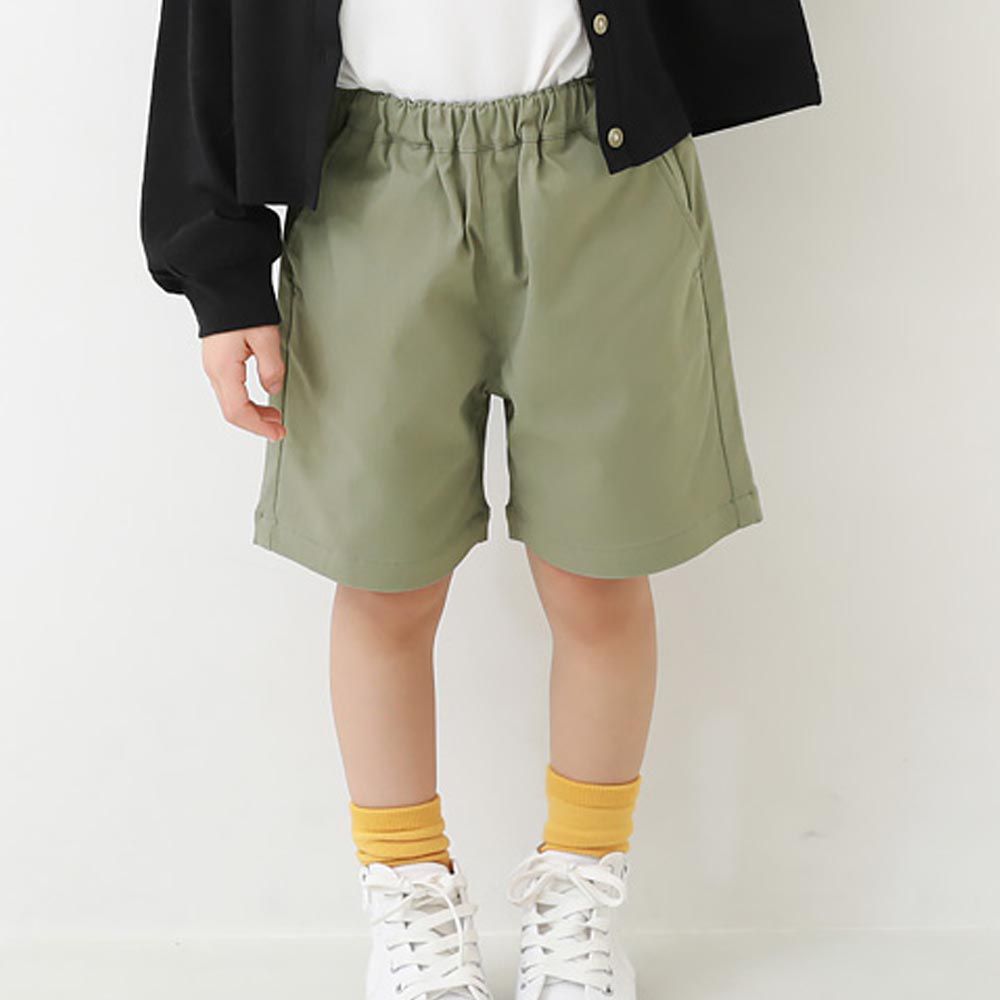 日本 devirock - 超彈力定番色休閒短褲-淺軍綠