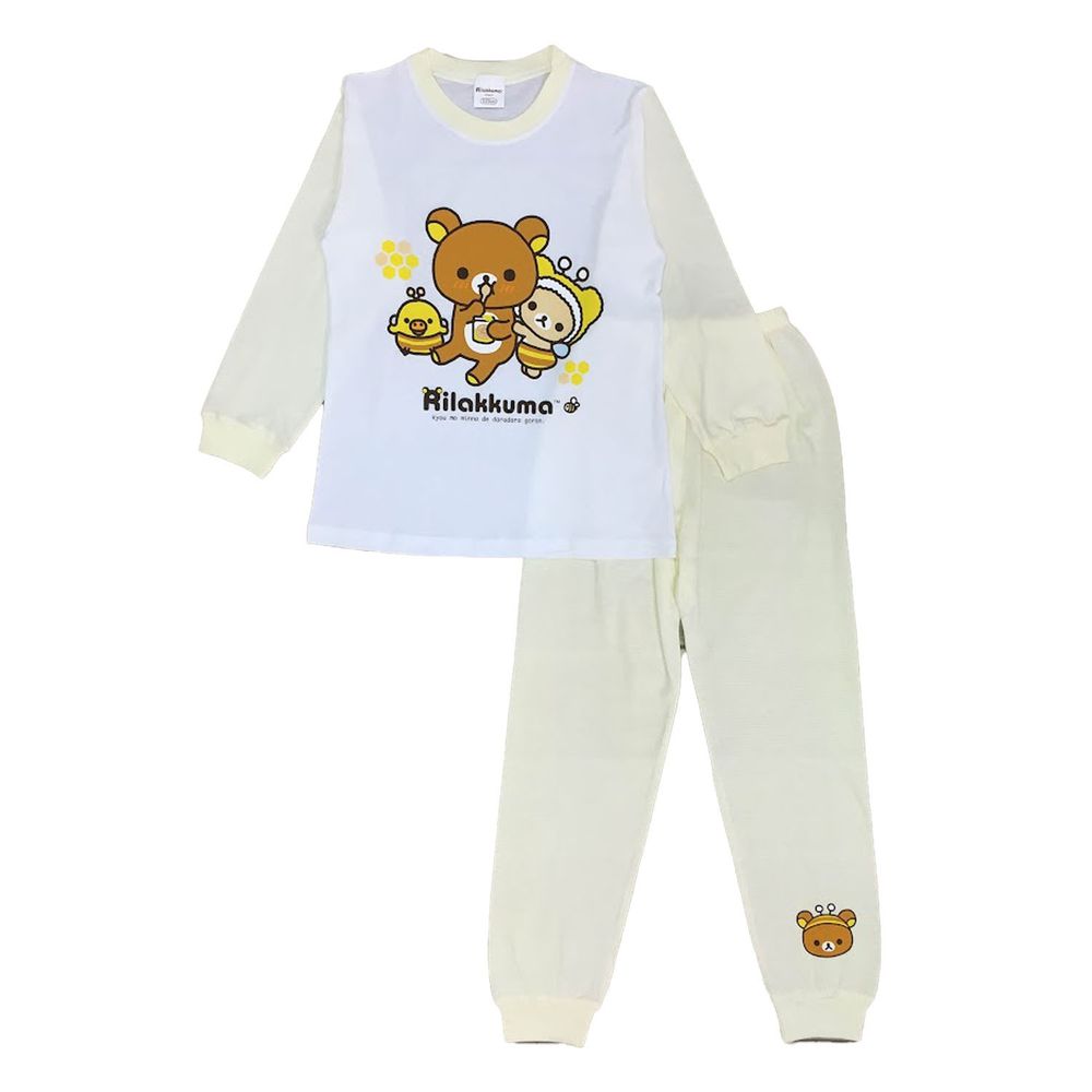 拉拉熊 - 100%純棉兒童長袖薄睡衣套裝-黃