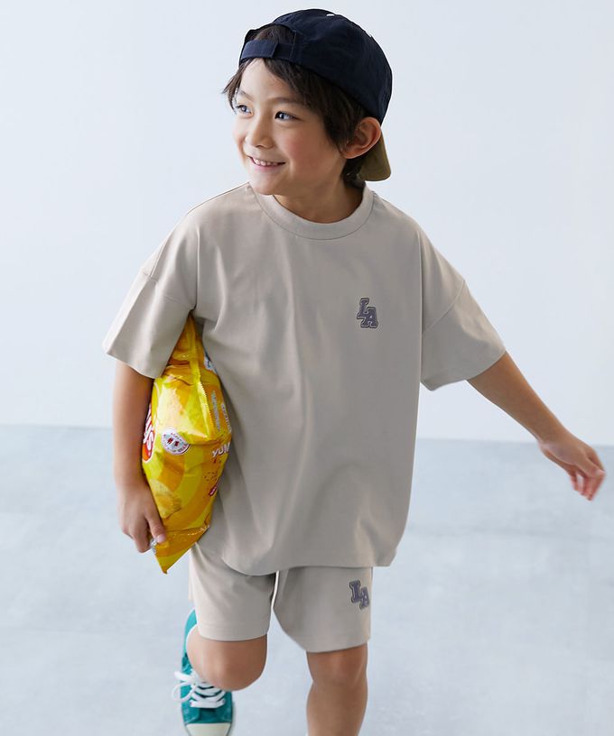 日本 devirock - 接觸涼感 寬版清爽短袖套裝-英文標語-薄荷綠