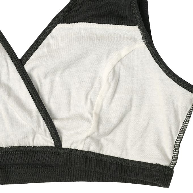 akachan honpo - 半截式羅紋內衣2件組-交叉式開口-深灰色