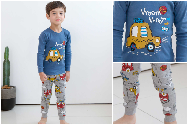 韓國 Mellisse - (剩90號)韓製20支無螢光棉長袖家居服-機器怪手