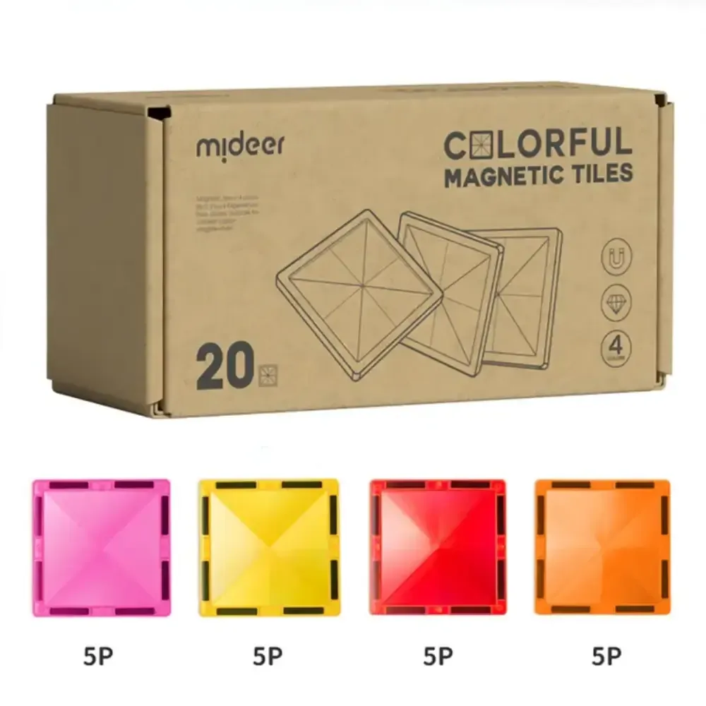 MiDeer - 多彩透光磁力片-補充包(暖色20片)