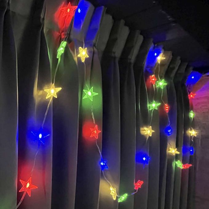 MODACore 摩達客 - 50燈LED皮線燈串(USB充電/五角星星-彩光)5M-贈豆腐頭&遙控器