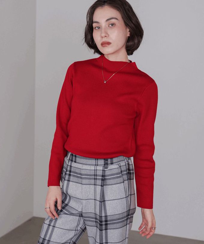 日本 Bab - 俐落感簡潔小立領針織上衣-白