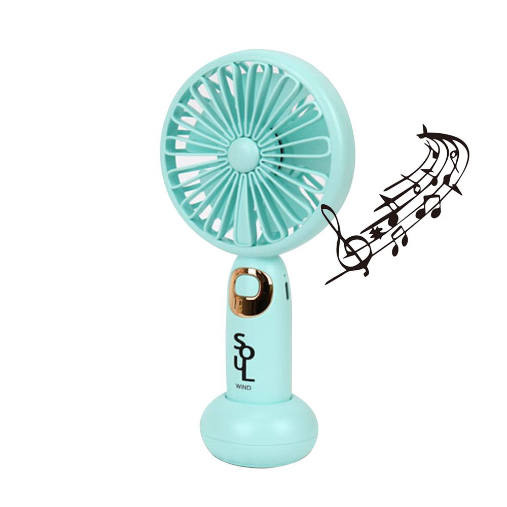 韓國 - 藍芽音響手持電風扇-薄荷綠 (長21cm, 175g)