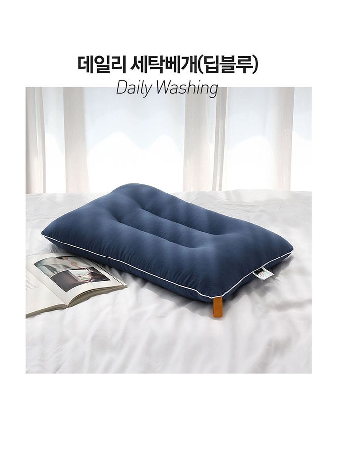 韓國 SSUEIM - 韓國製可水洗防蟎枕頭60x40cm-深藍