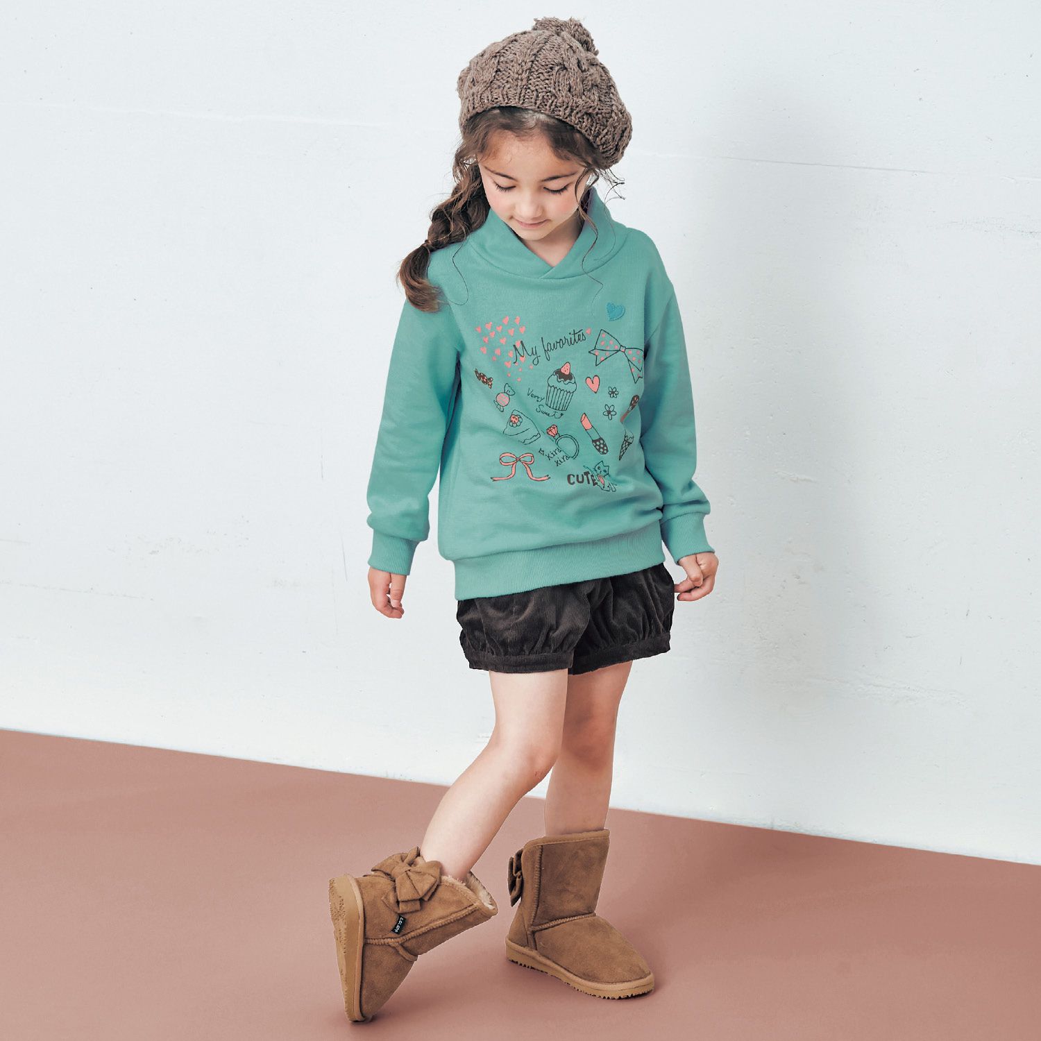 日本千趣會 - GITA 純棉裏起毛防風高領上衣-英文字-紫