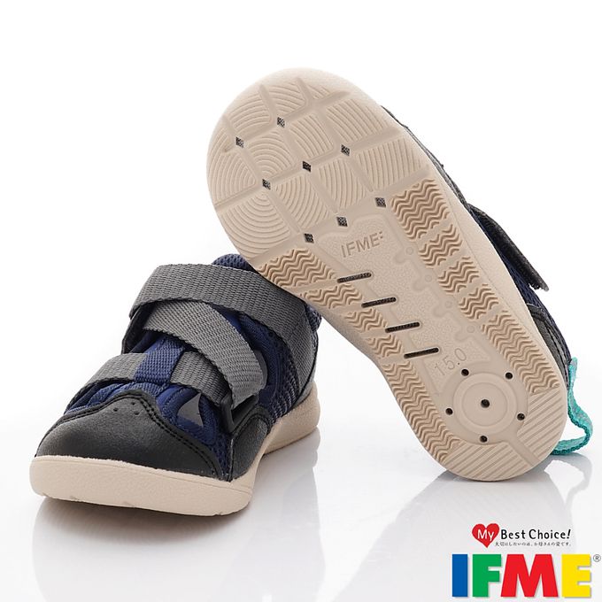 日本IFME - 護趾運動水涼鞋-IF20-332512軍藍(小童段)-水涼鞋-軍藍