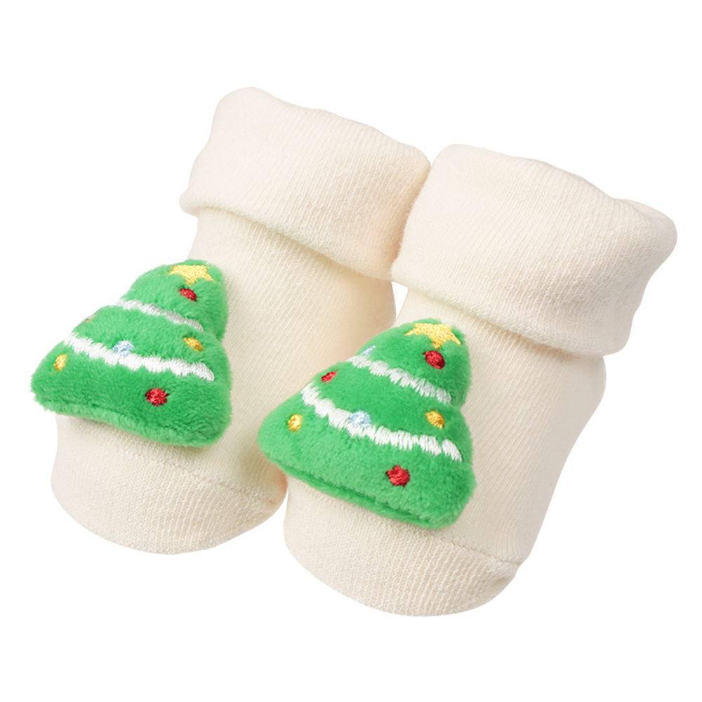 造型襪-聖誕樹-象牙白色 (7~9cm)