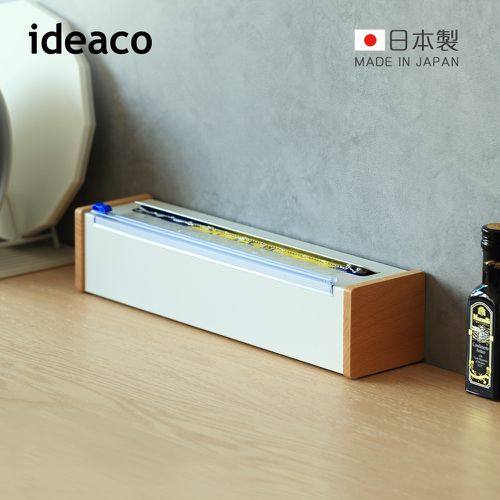 日本IDEACO - 日本製原木鋼製保鮮膜切割器(送保鮮膜1入)-沙白