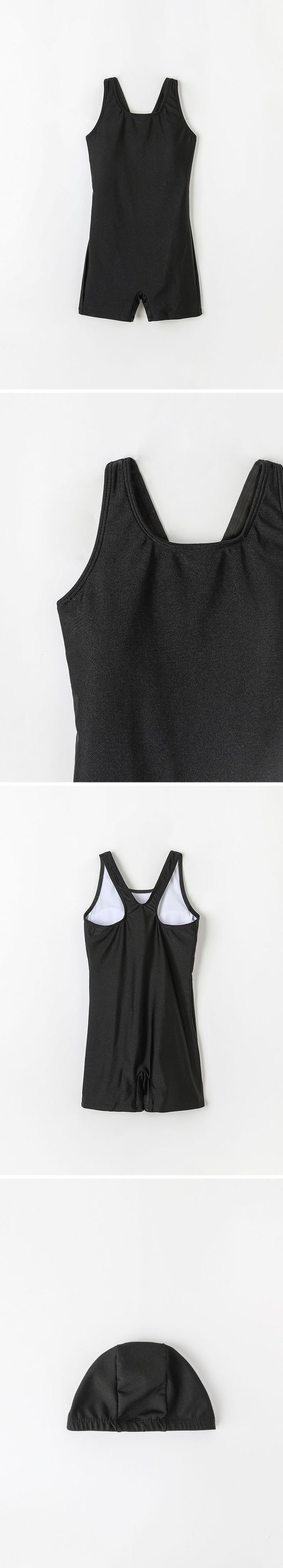 韓國 OZKIZ - 兒童連身泳裝/泳帽Set-黑