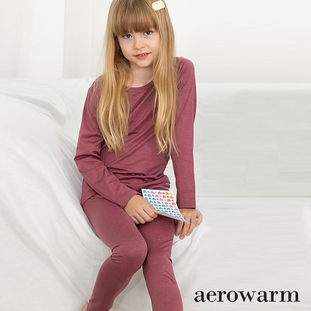 韓國 Mavarm Organic - (剩150號)裏起毛Aerowarm保暖套裝-粉紫