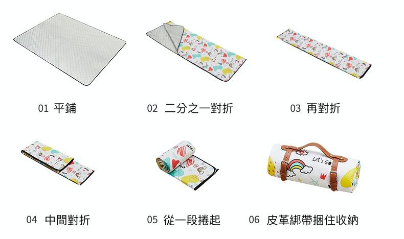 防潑水加厚便攜沙灘野餐墊(可機洗)-快樂星球-白色 (200x145cm)