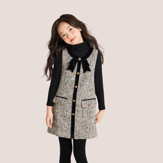 氣質多層次軟網紗蛋糕長裙 女童黑色澎澎長裙