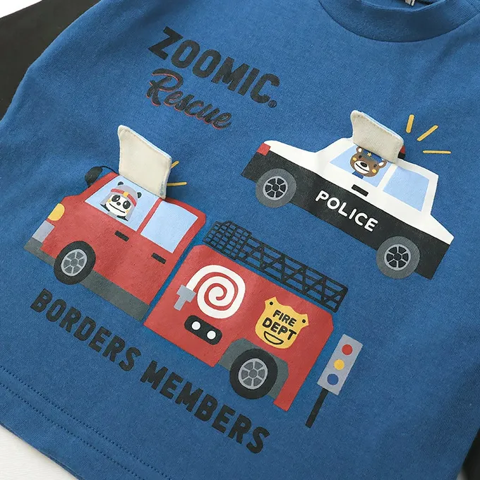 日本 ZOOLAND - 熊熊救援隊 立體翻翻長袖上衣-黃