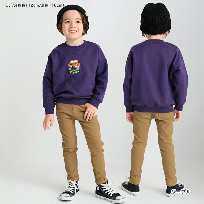 日本 BRANSHES - 吉普車刺繡裏毛長袖上衣-藍