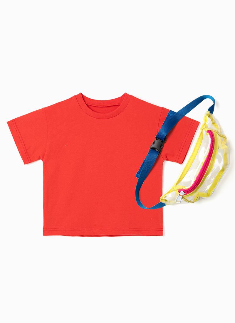 韓國 OZKIZ - (附透明包)簡約短袖上衣-紅