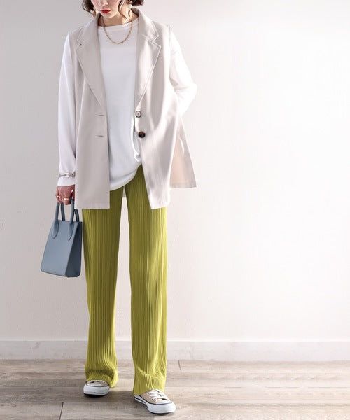 日本 Classical Elf - 光澤感細褶垂墜感長褲-焦糖棕