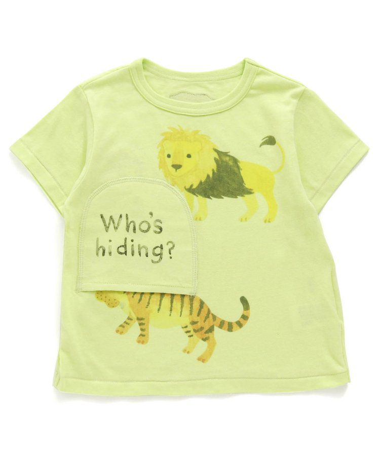 日本 BIT'Z - 收闔造型！動物躲貓貓短袖上衣-美洲獅-萊姆