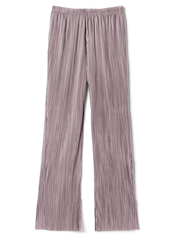 日本 GRL - 修長壓褶百搭彈性鬆緊寬褲-絢麗紫