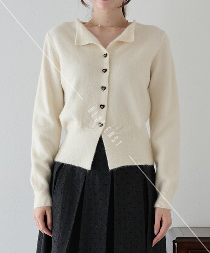 日本 BLUE EAST - 愛心蝴蝶結扣成熟甜美針織開襟衫-酒紅 (M)