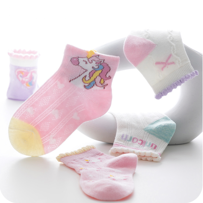 love, charlotte - 夢幻獨角獸短筒棉襪-5 雙一組