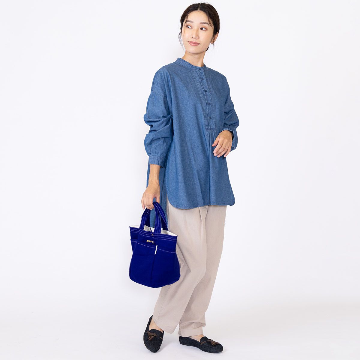 日本 Chepeli - 印度棉 刺繡手提帆布包/托特包-merci-黑 (25x37x16cm)