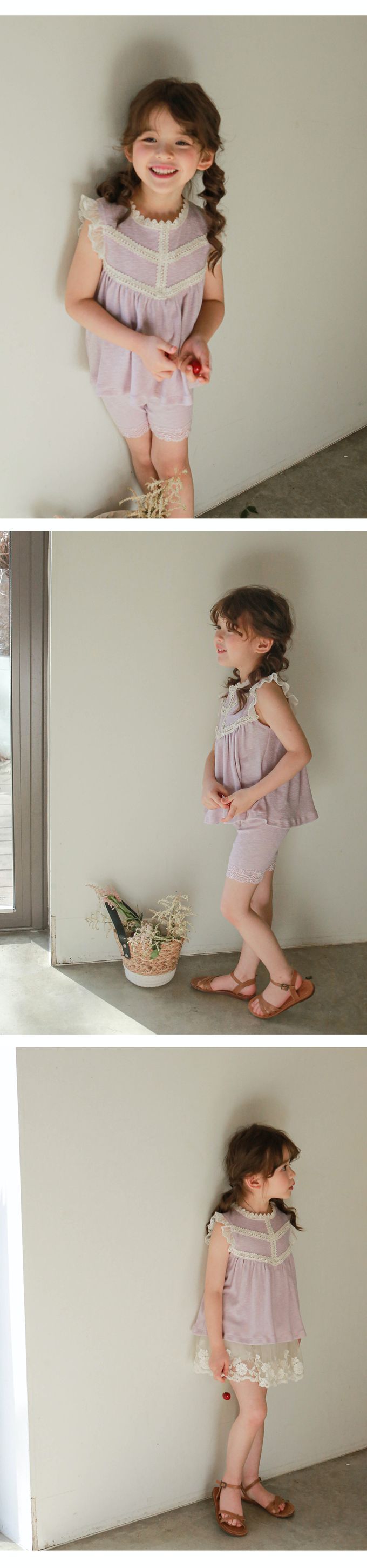 韓國 Puellaflo - 甜美網紗蕾絲邊袖背心-粉