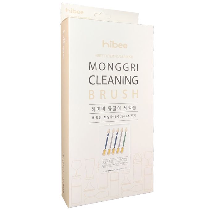 正韓 hibee - 極柔細水壺/杯子/保溫瓶/奶瓶 雙面萬用海綿刷(5入組)_雙頭棉花糖海綿刷+海綿隙縫刷-HFB006