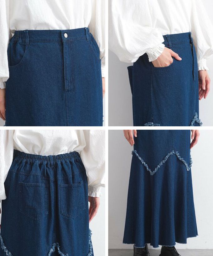 日本 Lupilien - 10oz修身V型魚尾丹寧長裙-灰