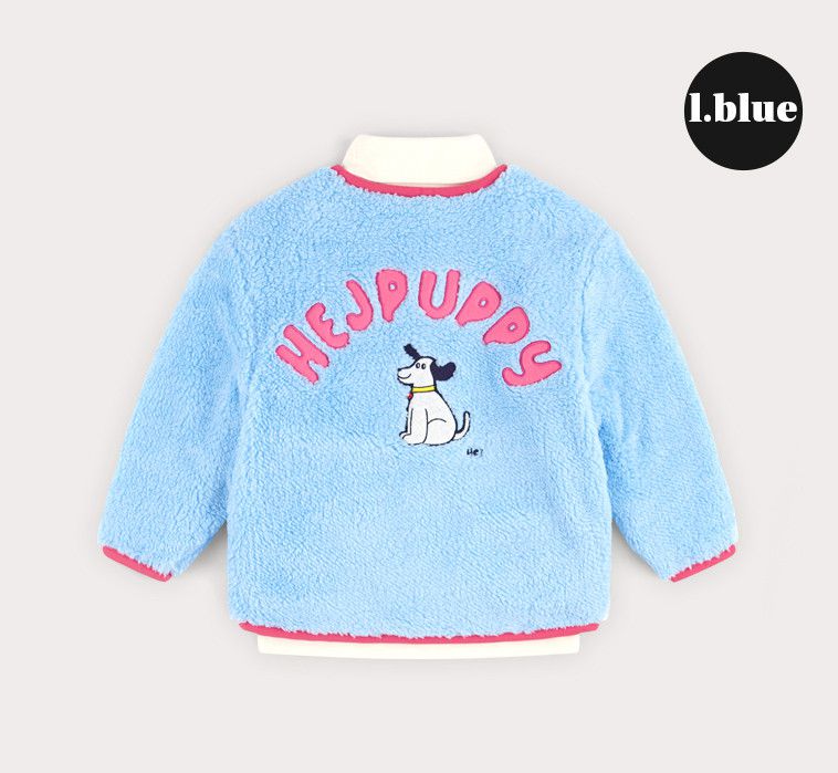 韓國 HEJMINI - 狗狗單排釦絨毛外套-橘